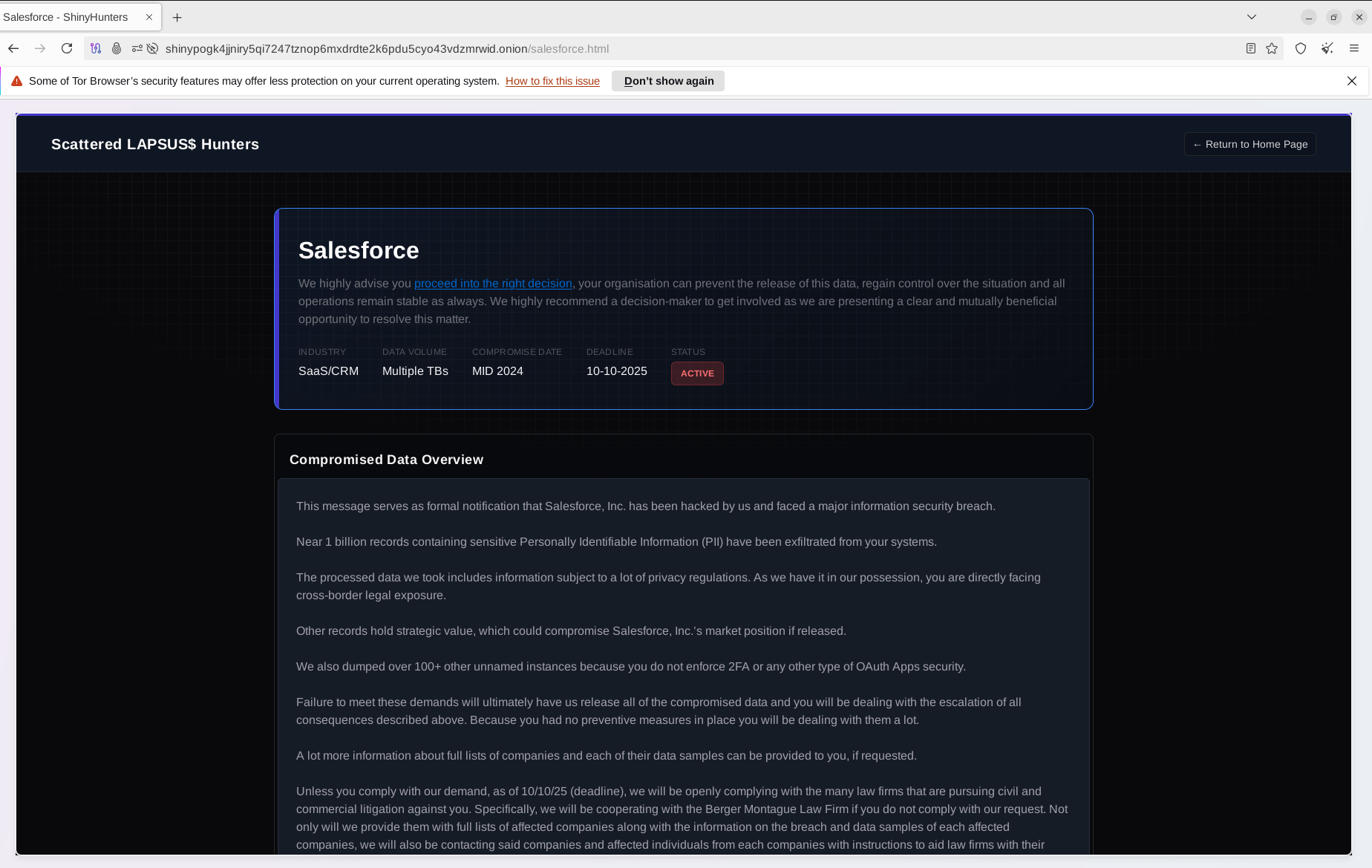 Resecurity ShinyHunters Launches Data Leak Site Trinity of Chaos