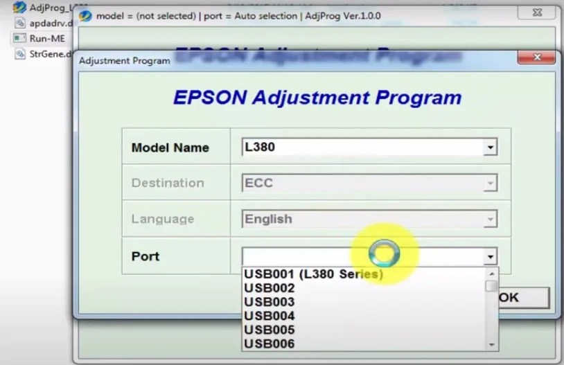 Epson L380 Resetter Adjustment Program Tool [Software] Download