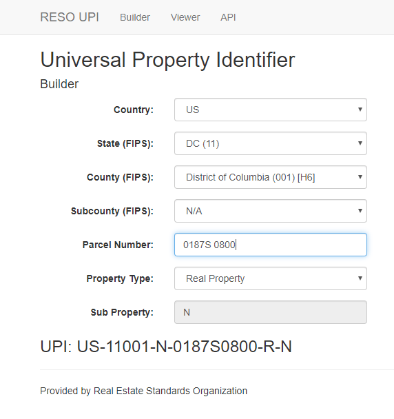Universal Property Identifier (UPI) Workgroup RESO Real Estate