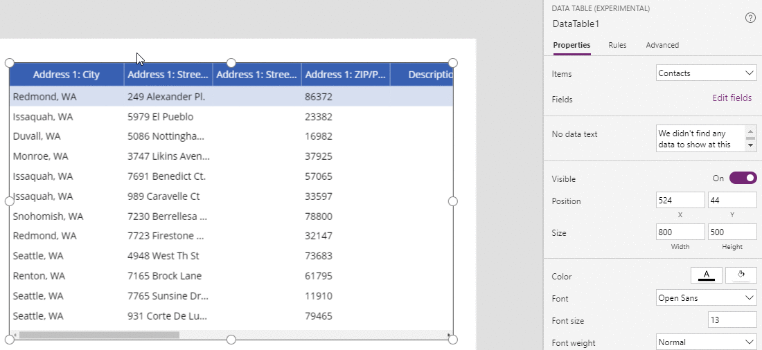 PowerApps il data table control migliora con le formule colonna Resolve