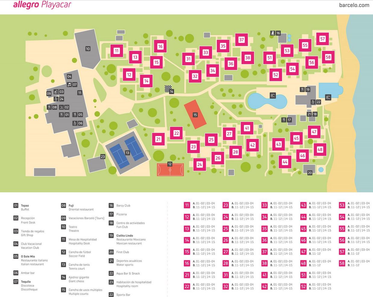 Resort Map Allegro Playacar Beach Club Riviera Maya, Mexico