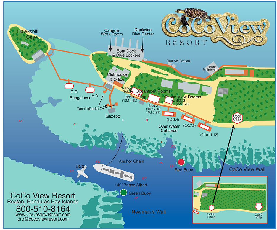 Resort Map Coco View Resort Roatan, Honduras