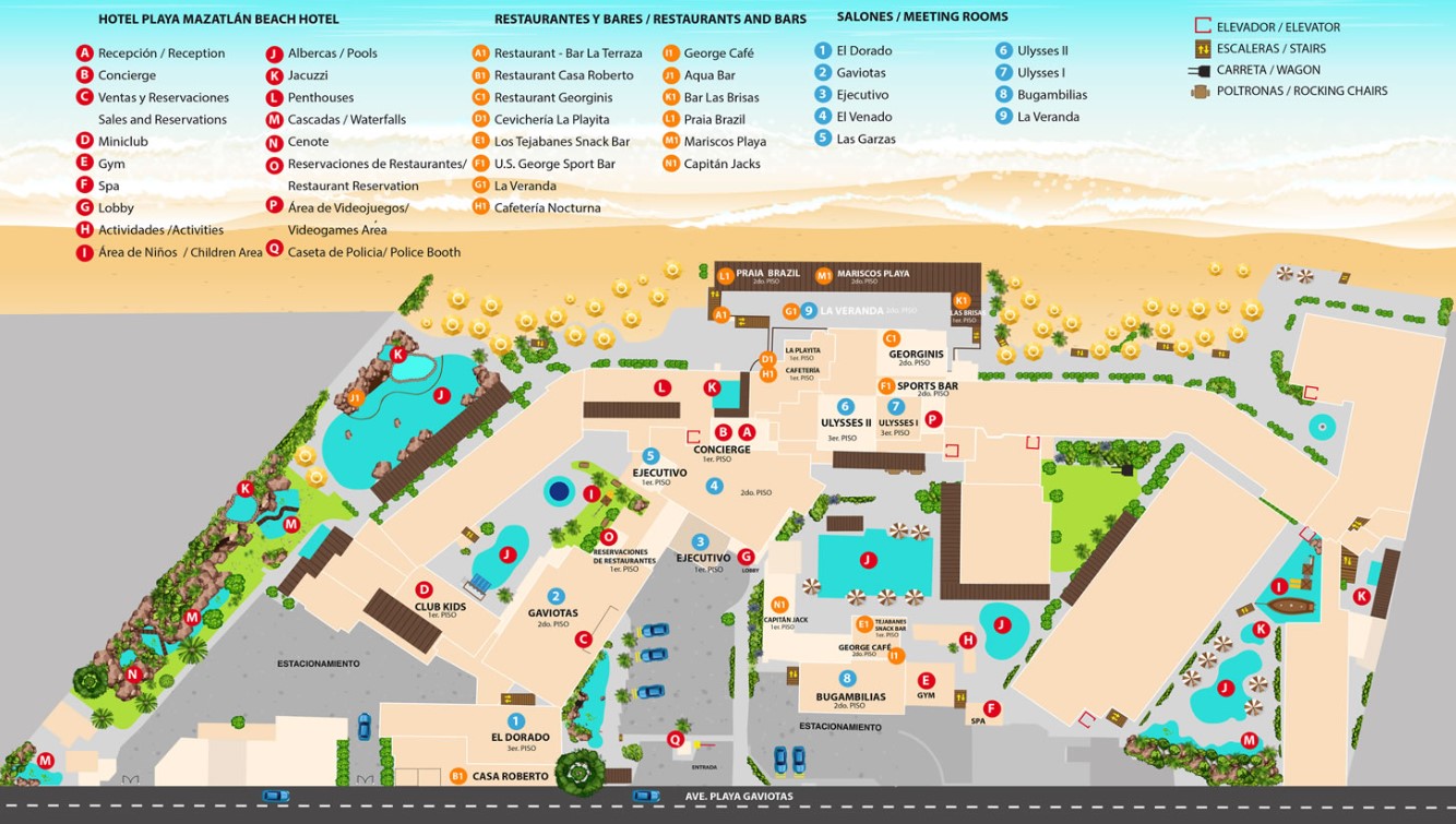 Resort Map Hotel Playa Mazatlan Mazatlan, Mexico