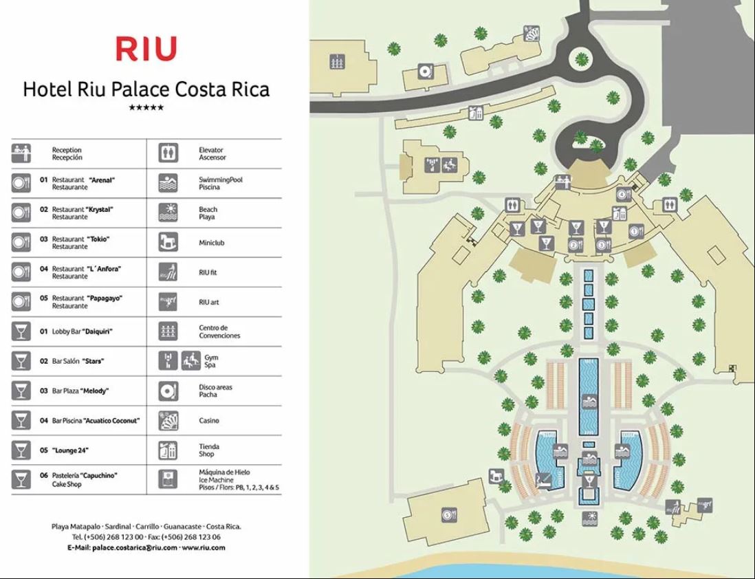 Resort Map Riu Palace Costa Rica Costa Rica