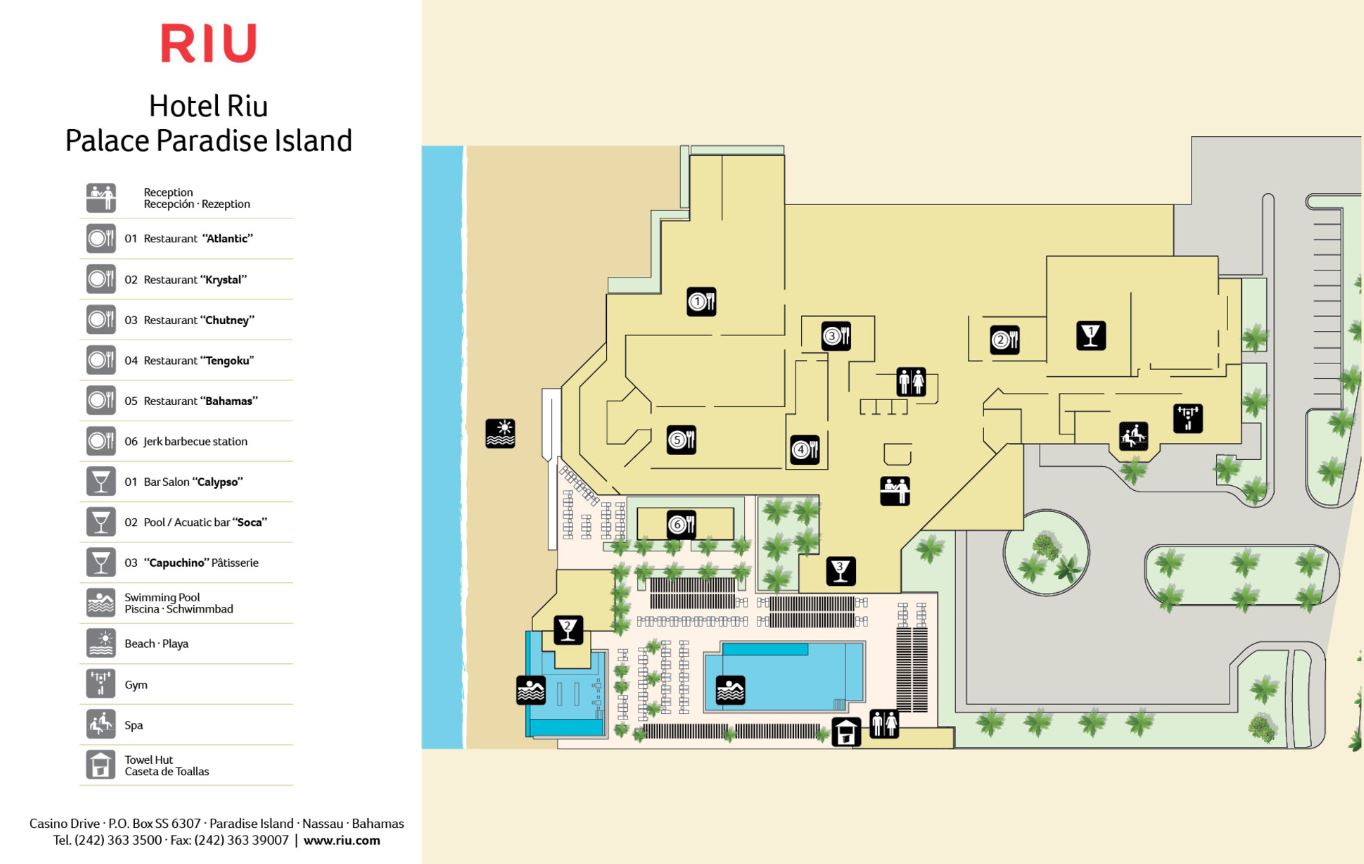 Resort Map Riu Palace Paradise Island Bahamas