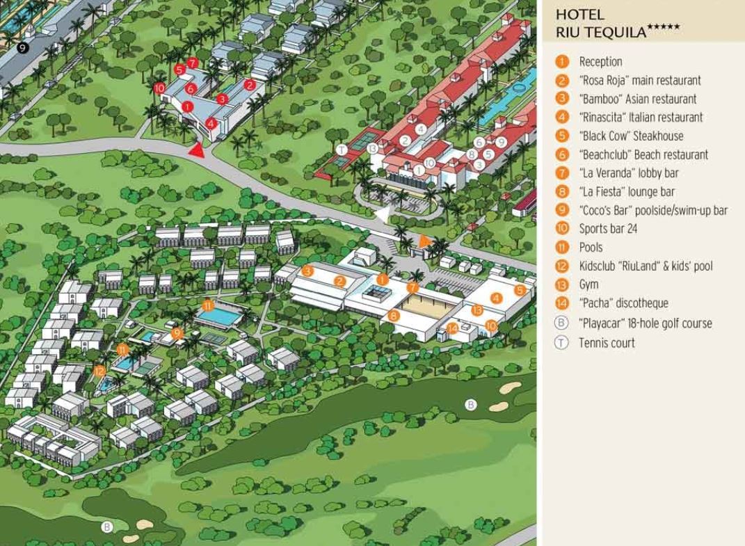 Resort Map RIU Tequila Riviera Maya, Mexico