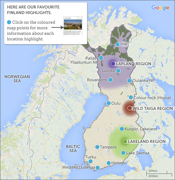 Vliegvelden Finland Kaart Finland Map / Map of Finland