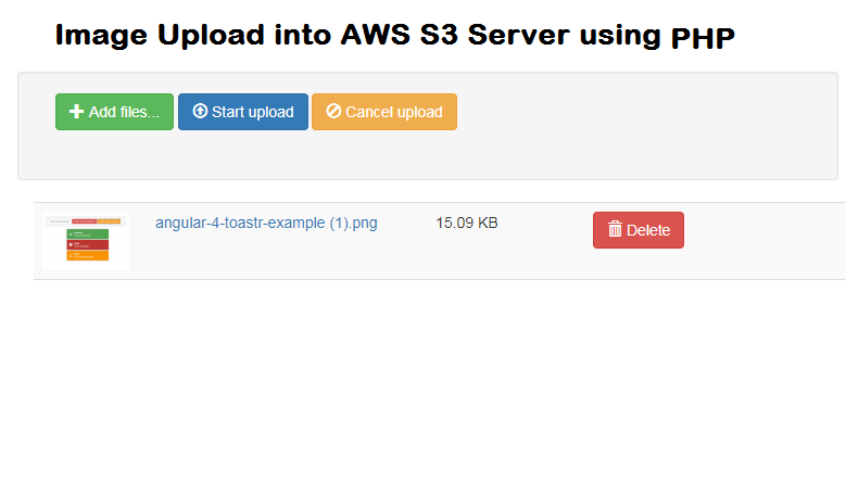 Files/Images upload into Amazon S3 using PHP