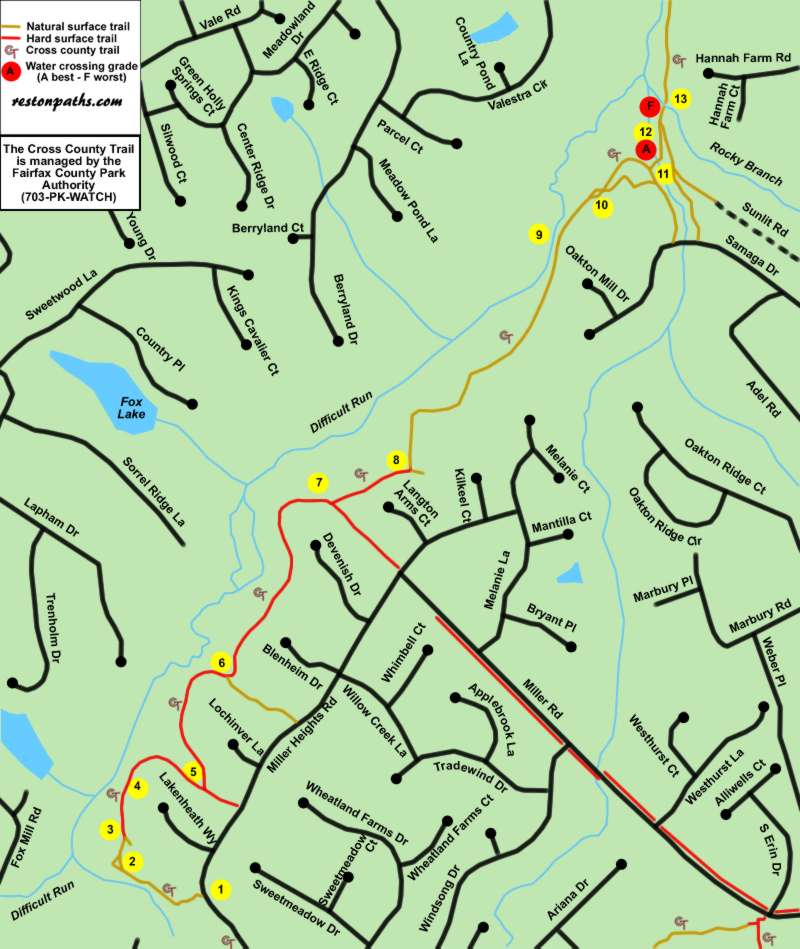 Cross County Trail Rocky Branch to Miller Heights Road Start Page