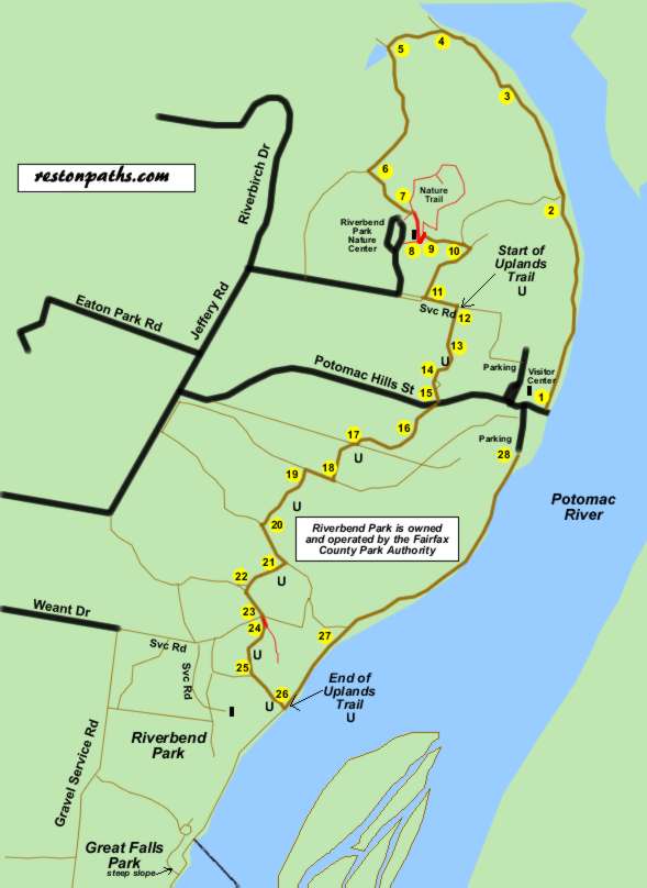 Riverbend Park Upland Trail Map and Directions