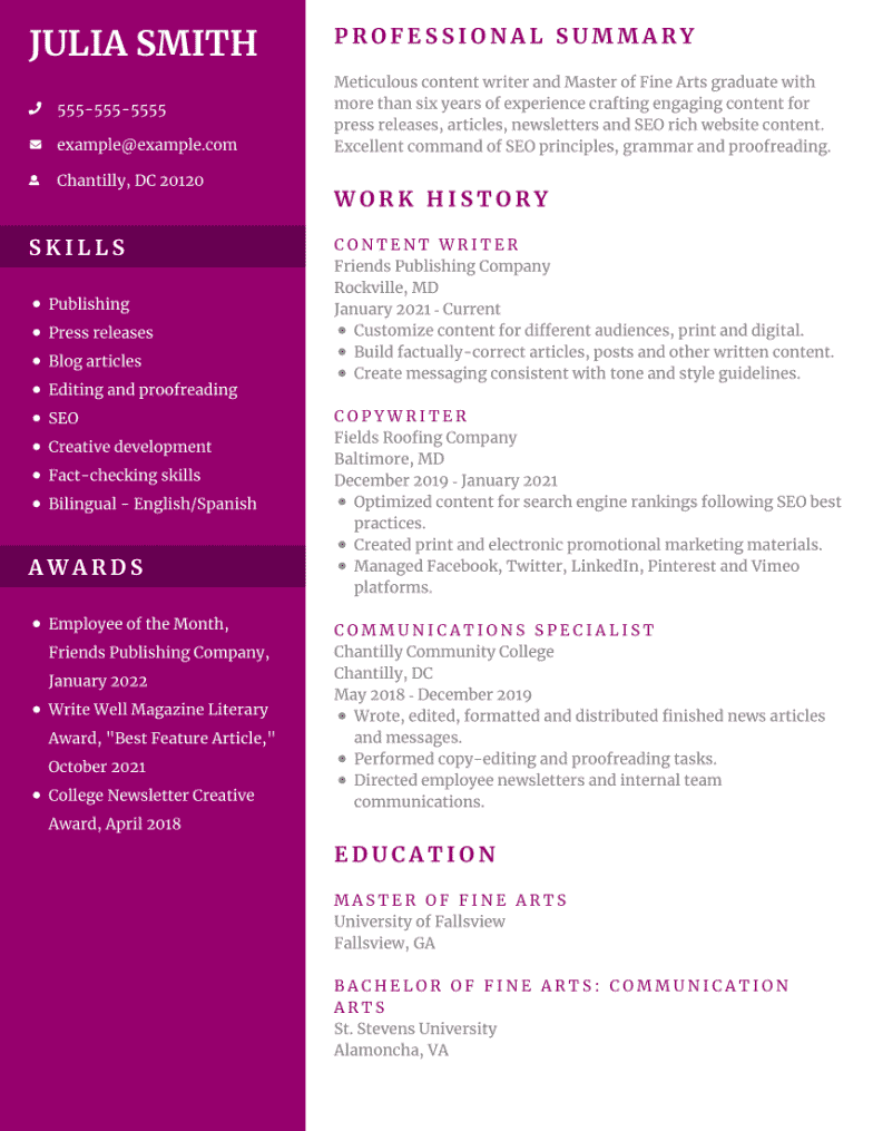 When to Write a TwoColumn Resume When to Write a TwoColumn Resume