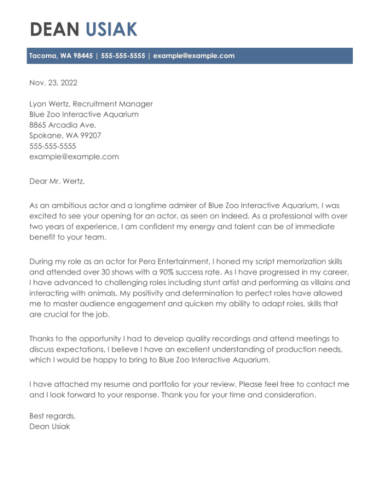 Best Acting Cover Letter Examples in 2023
