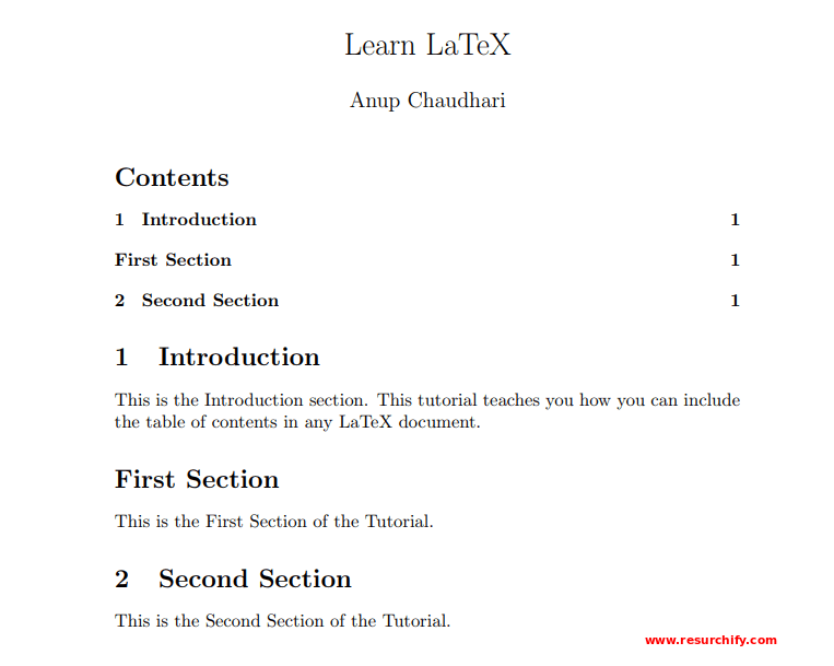 Table of Contents in LaTeX How to add Table of Contents in LaTeX