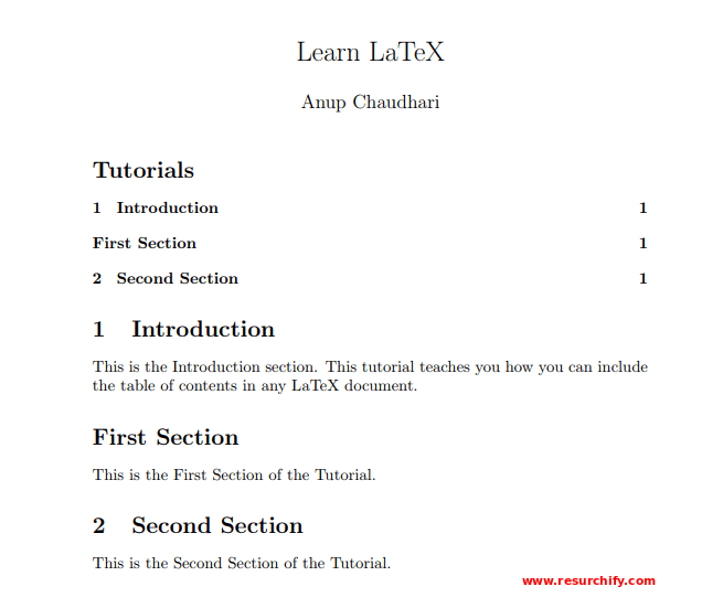 Table of Contents in LaTeX How to add Table of Contents in LaTeX