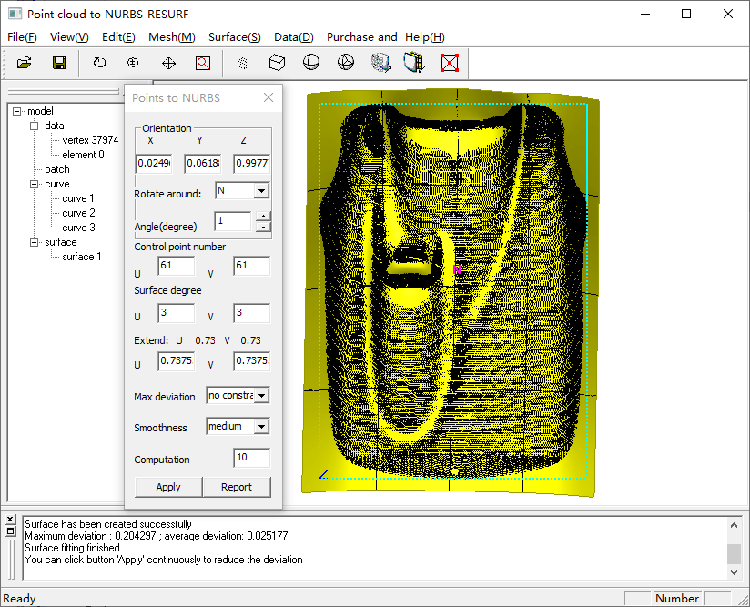 Point cloud to NURBS
