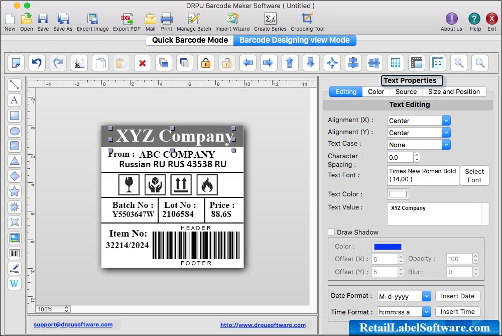 Barcode labels software Mac Edition screenshots RetailLabelSoftware