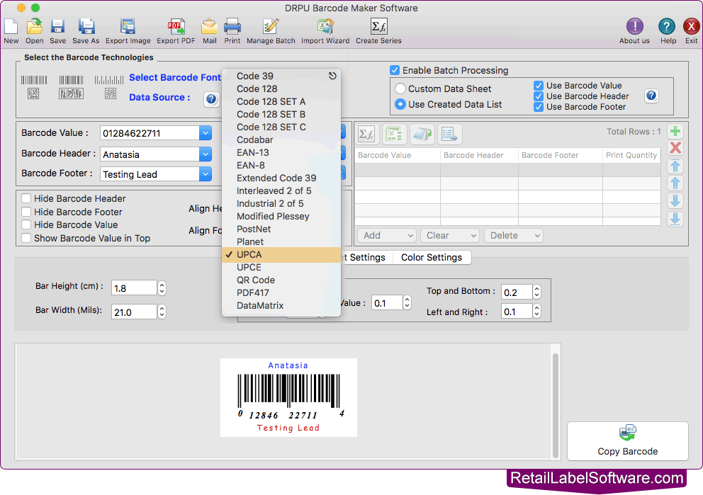 Barcode labels software Mac Edition screenshots RetailLabelSoftware