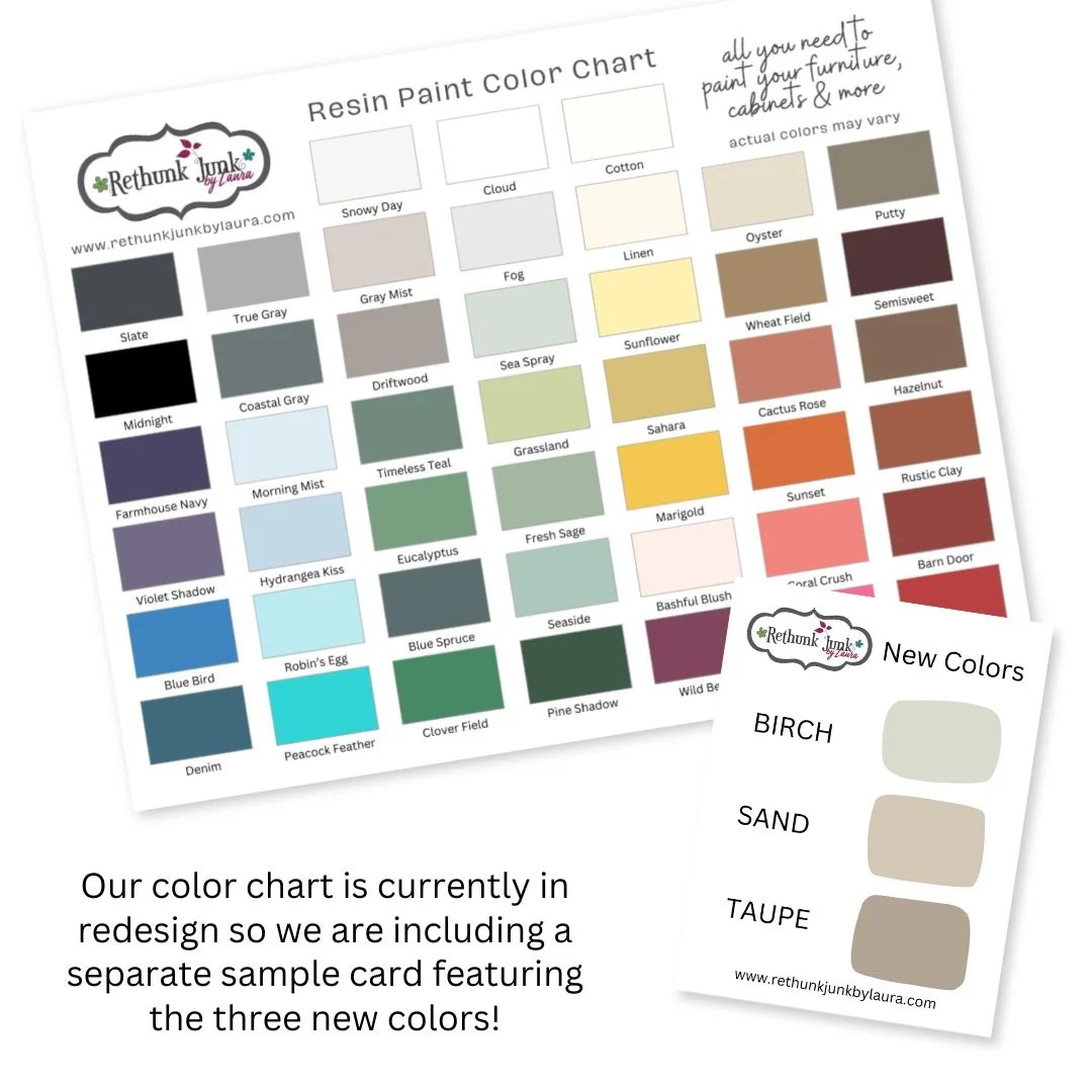 Rethunk Junk by Laura Furniture and Paint Color Chart Rethunk
