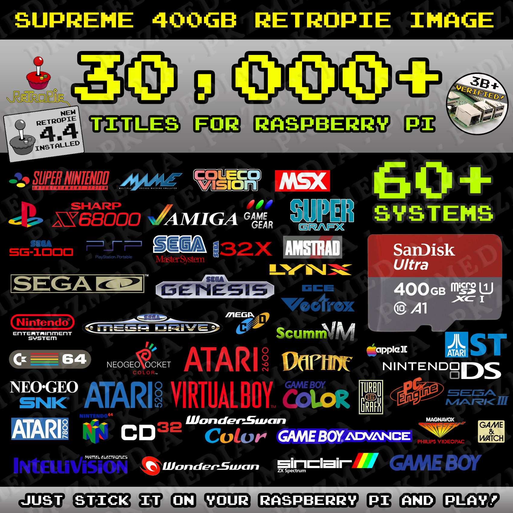 Supreme 400GB Retropie microSD Card 30,000+ Preloaded Games for Raspberry Pi 4 RetroMini Store