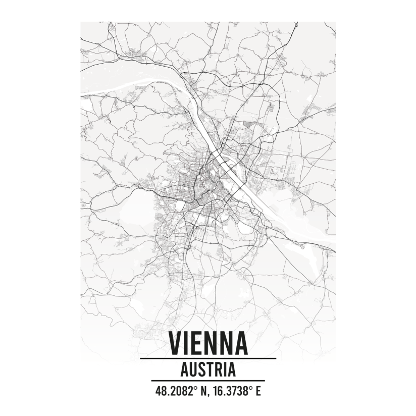Vienna, Austria A3 Map Print Retro Progression
