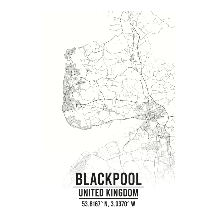 Blackpool, United Kingdom A3 Map Print Retro Progression