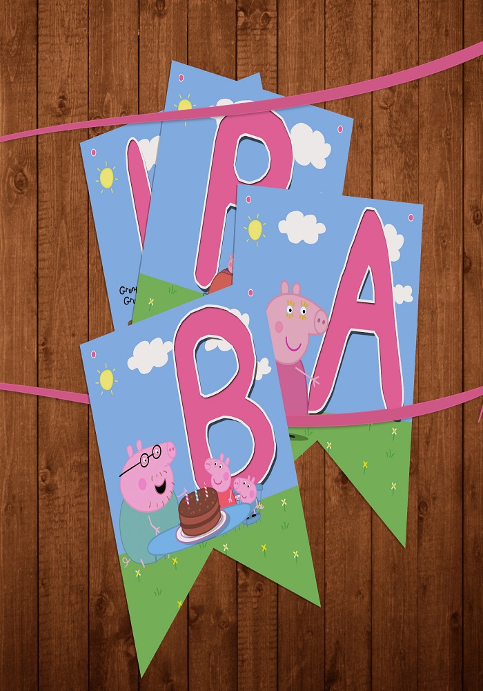 Peppa Pig Theme Birthday BannerDanglerDecorateCustomize