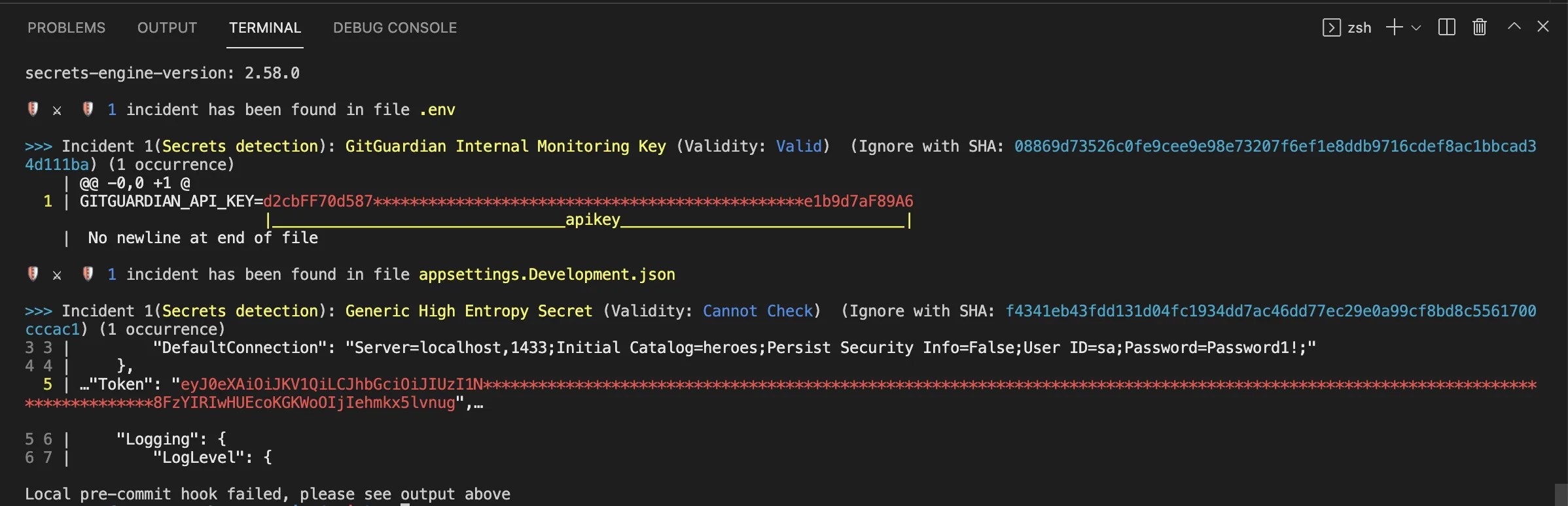 Usar git hook con GitGuardian para escanear secretos