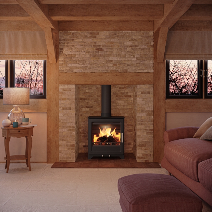 WOODPECKER MULTI FUEL WOOD BURNER AND ALL IN ONE FLU KIT Rev Comps