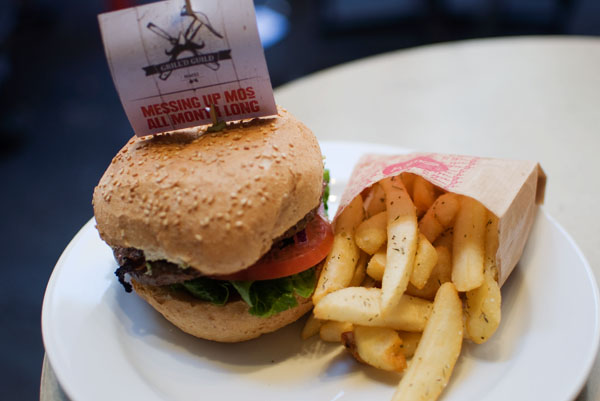 Lamb burger with Tasty cheese at Grill'd Melbourne