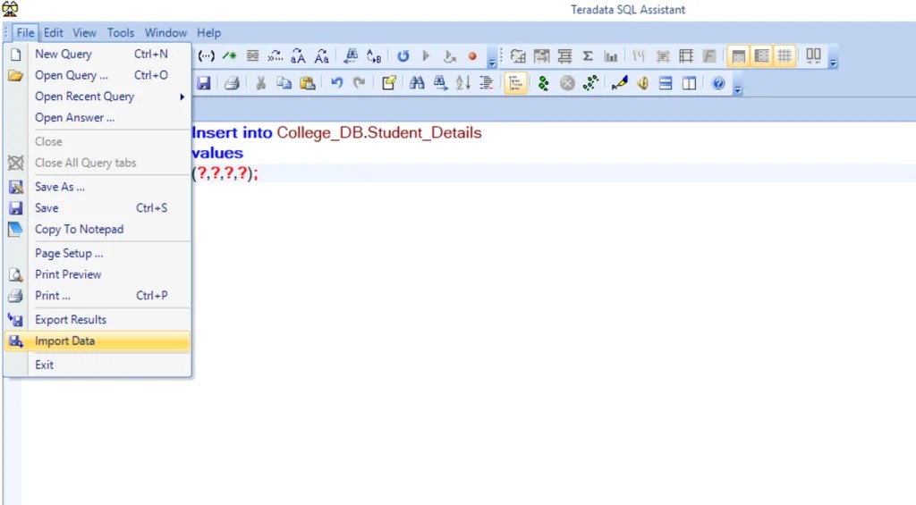 Teradata Insert Values Into Table Example