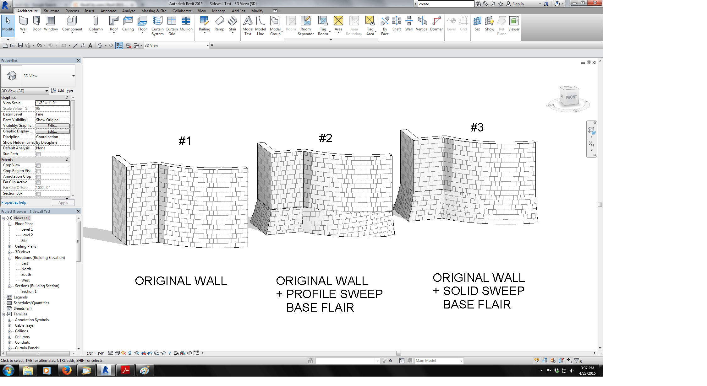 Revit 2015, Curved Wall Sweep Model Surface Pattern