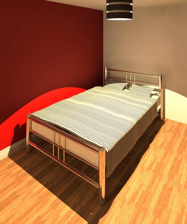 Object Double Bed Rendered as a chrome effect but