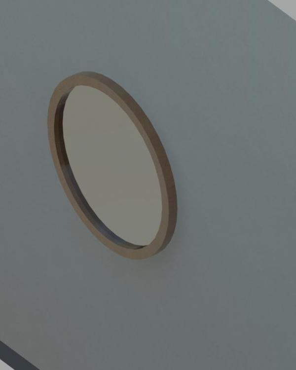 Object Circular mirror with wood frame