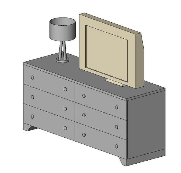 Object Dresser with lamp and TV