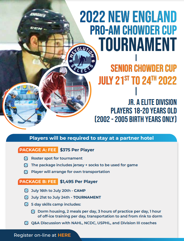 Chowder Cup Hockey Tournament 2023 July Chowder Cup Showcase Tournament And Camp - Revolution Ice Centre
