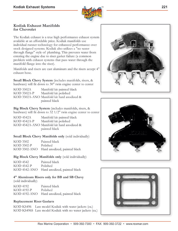 Kodiak Marine Exhaust Manifolds & Systems