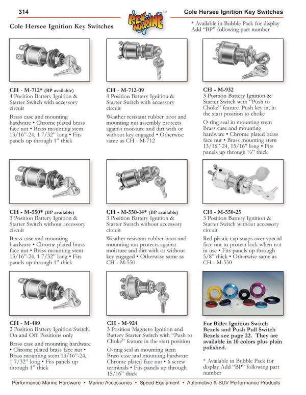 Cole Hersee Marine Ignition Key Switches