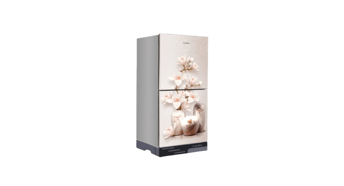 VISION Glass Door Refrigerator RE240 Liter Vase W Magnolia Flower Top