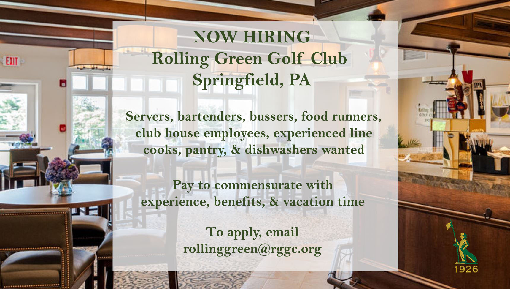 Rolling Green Golf Club Employment Opportunities