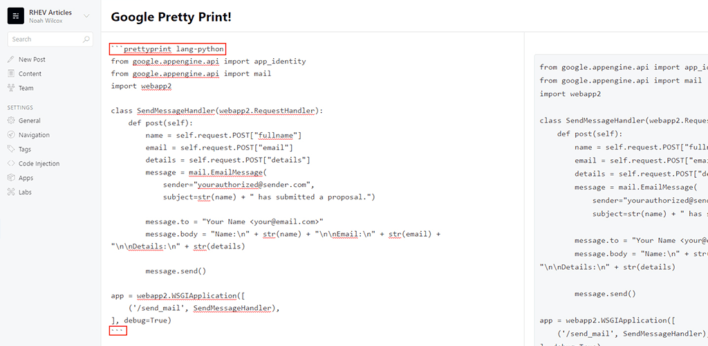 RHEV How To Add Google Code Prettify To Your Ghost Blog