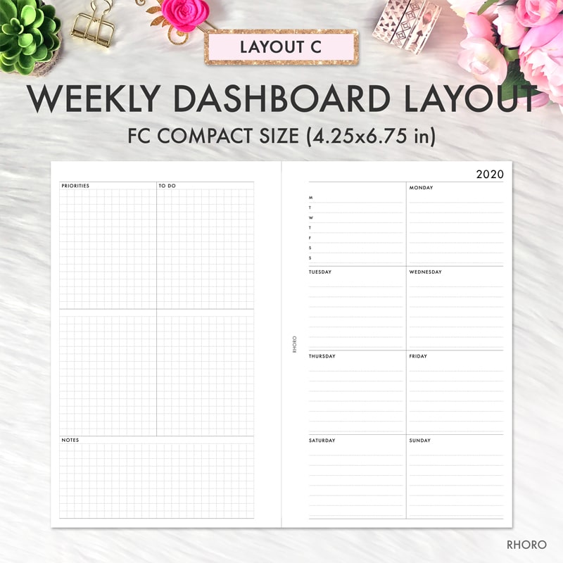 FRANKLIN COVEY Compact Inserts Printable, Weekly Grid Undated, Franklin