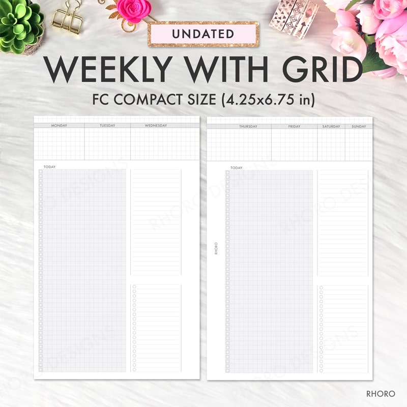 FRANKLIN COVEY Compact Inserts Printable, Grid, Lines, Dotted Grid Set