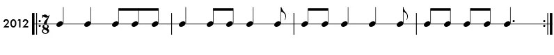 Rhythm Examples in Odd Meter 7/8 Time Signature