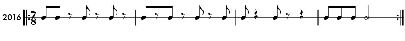 Rhythm Example in Odd Meter 7/8 Time Signature Pattern 2016