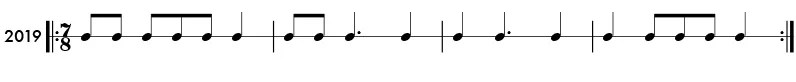 Rhythm Examples in Odd Meter 7/8 Time Signature