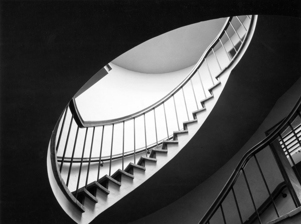 River Building, Magdalene College, Cambridge the circular stair RIBA pix