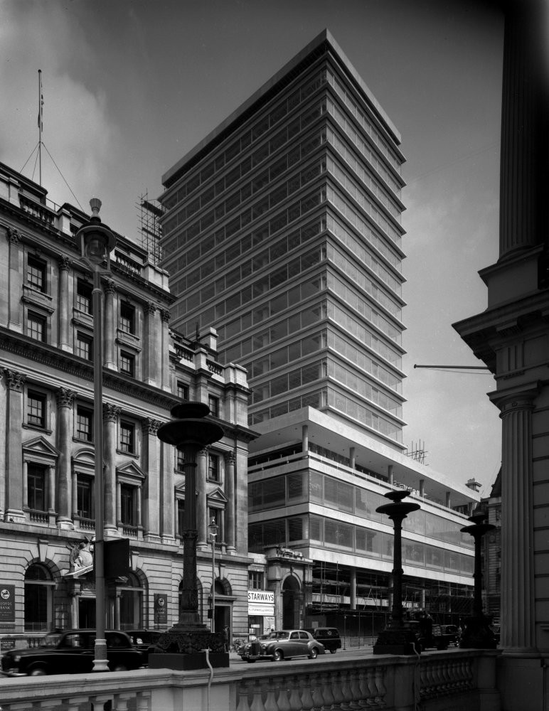 New Zealand House nearing completion, Haymarket, London, seen from the