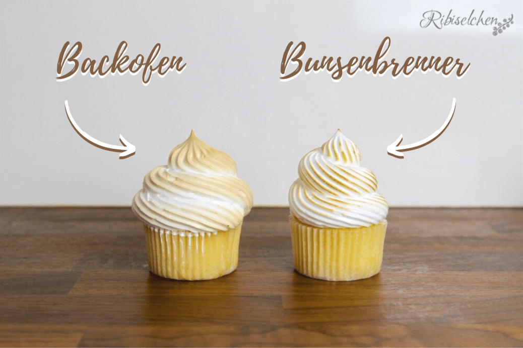Unterschied zwischen dem Backen der Meringue im Backofen und Flämmen mit dem Bunsenbrenner