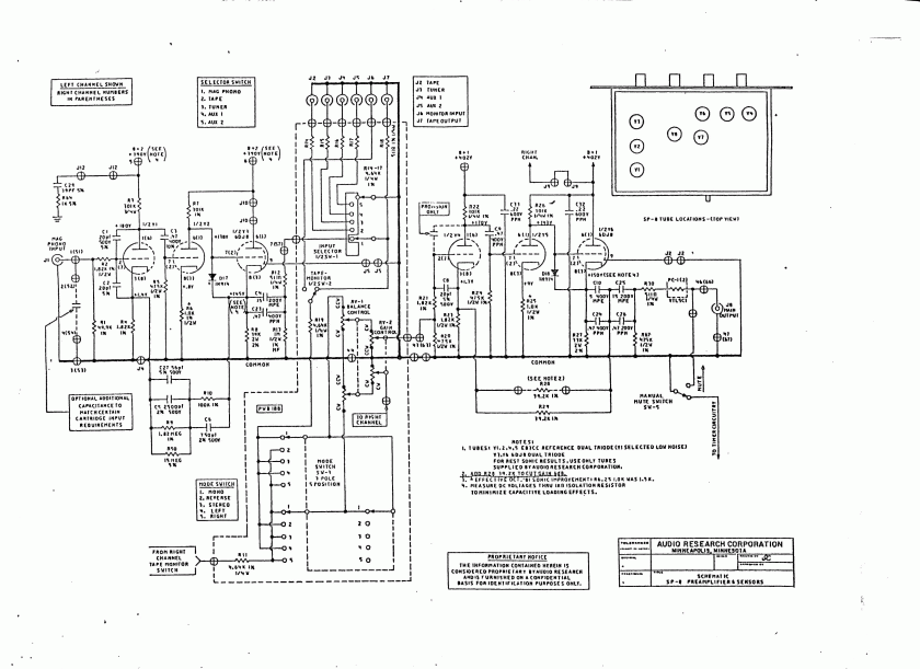 Audio Research SP8 preamplifier circuit diagram (schematic) – Richard