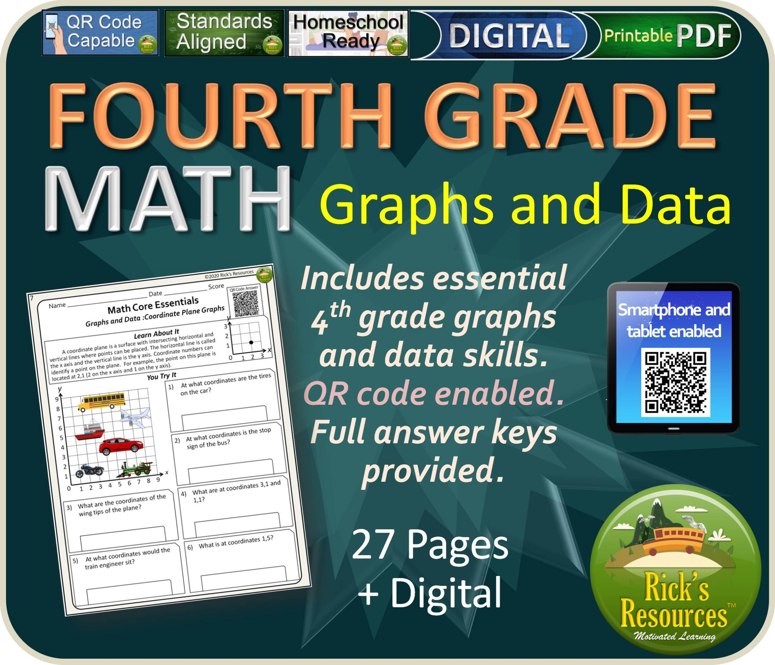 Math Graphs and Data Worksheets Grade 4